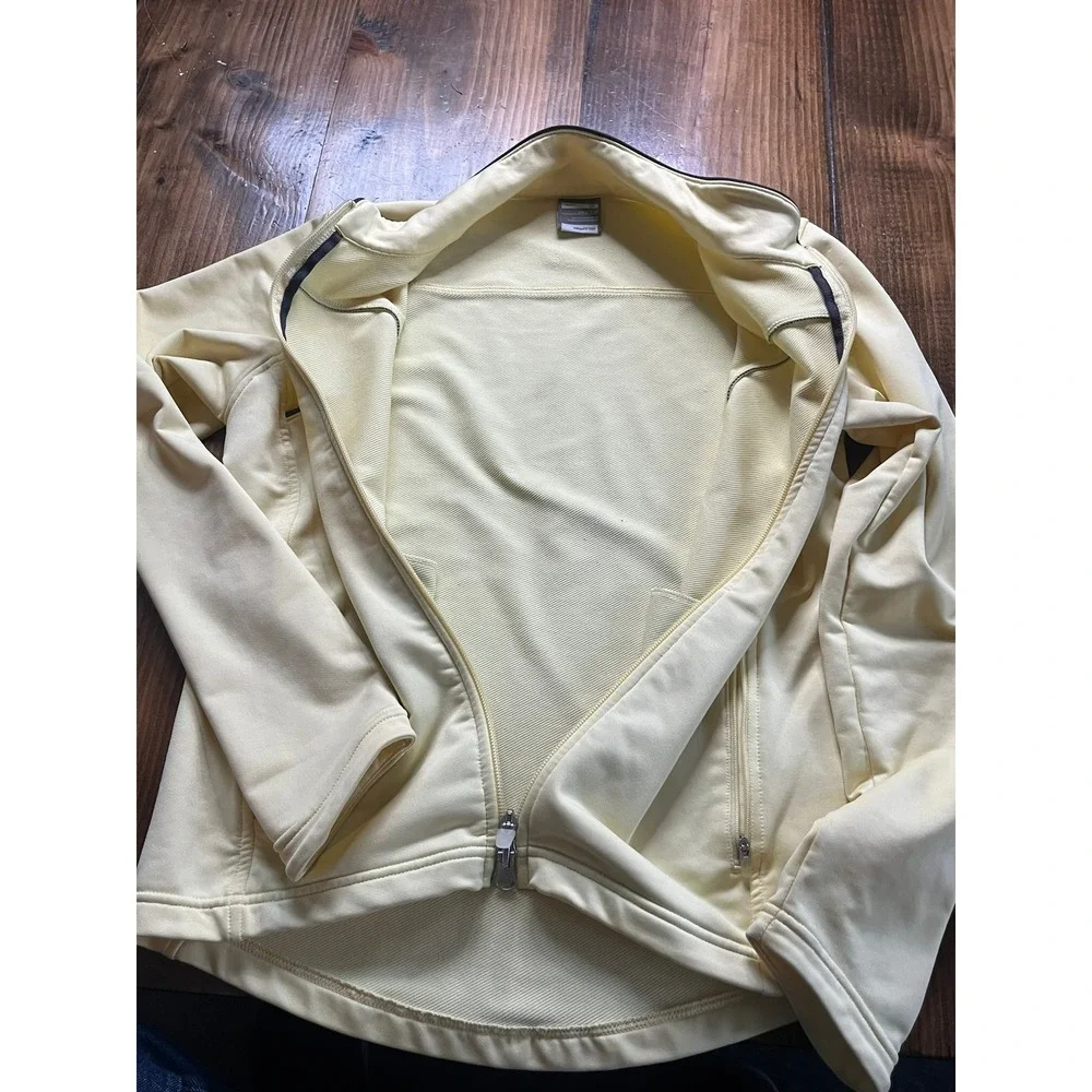Nike FIT‎ DRY Womens Track Jacket Small Pale Yellow Full Zip Athletic Mock Neck